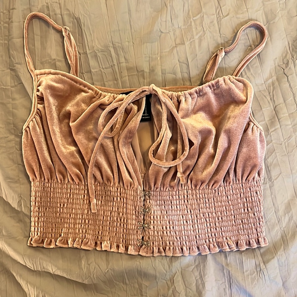 Dusty Pink Velvet Crop Top